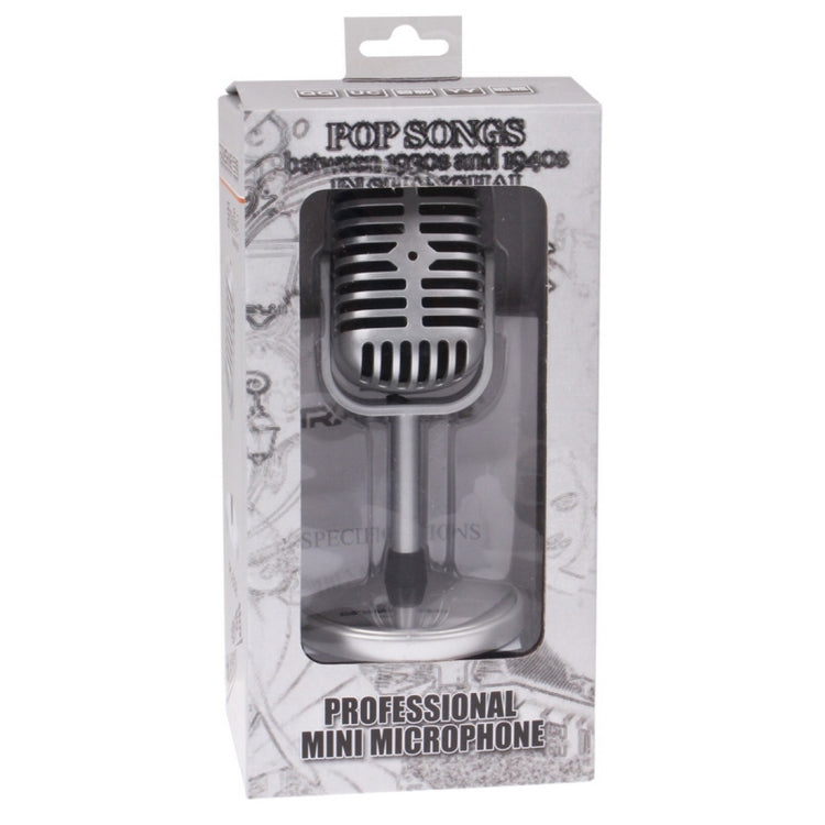 3.5mm Plug Stereo Karaoke Retro Style Microphone for PC Laptop Computer, Cable Length: 2.2m(Silver)