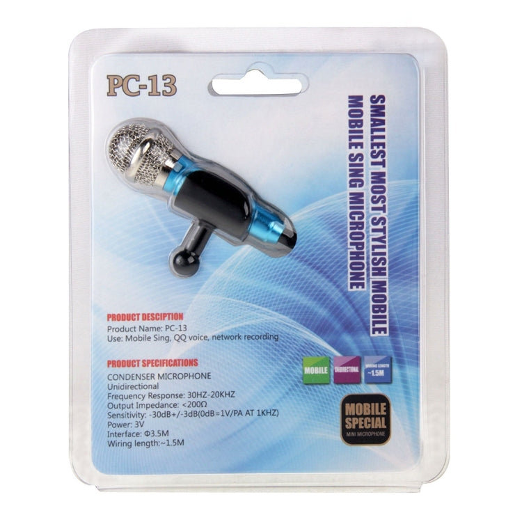 Stylish Mini Mobile Sing Condenser Microphone with 3.5mm Audio Interface & Base & Holder, Audio Cable Length: 1.5m