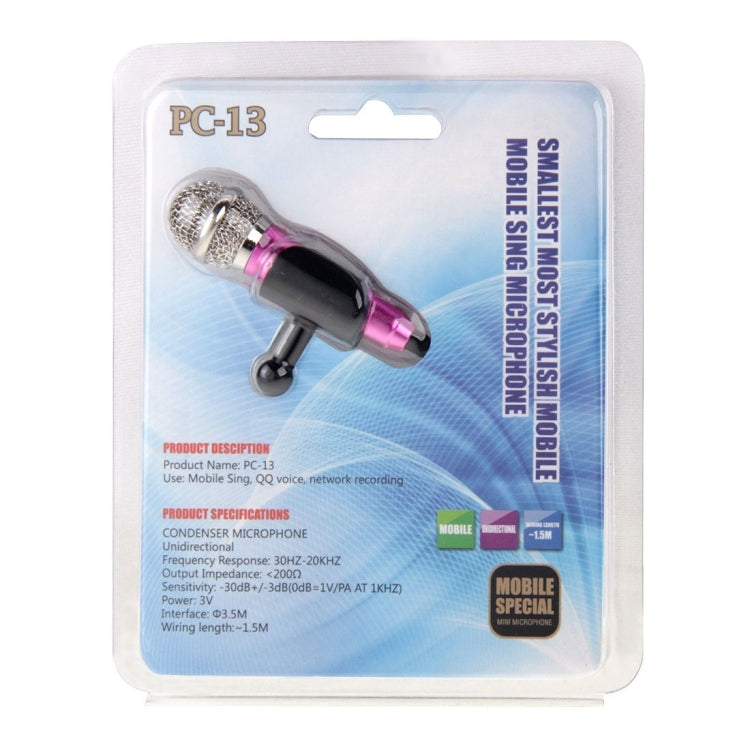 Stylish Mini Mobile Sing Condenser Microphone with 3.5mm Audio Interface & Base & Holder, Audio Cable Length: 1.5m