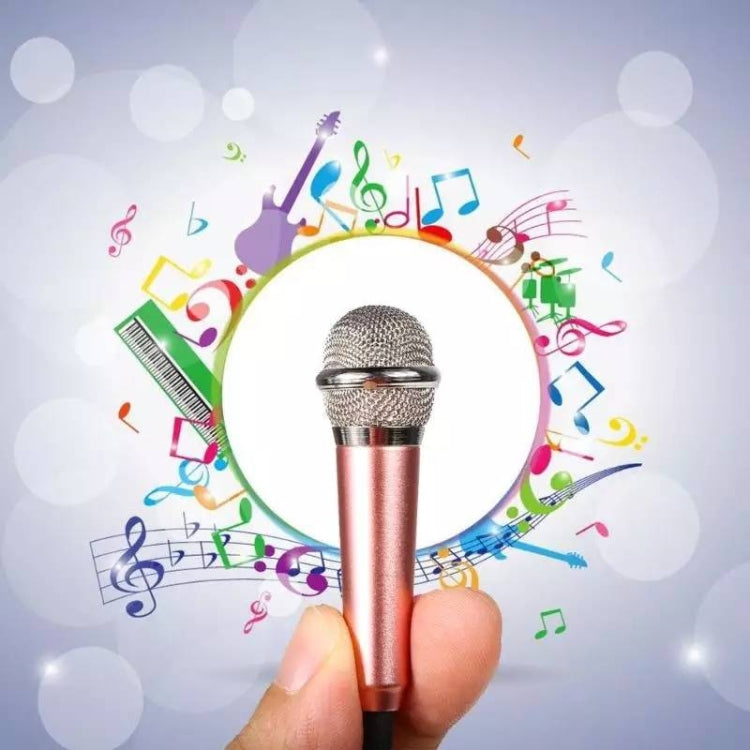 3.5mm Male + 3.5mm Female Ports Mini Household Mobile Phone Sing Song Metal Condenser Microphone, Compatible with IOS / Android System