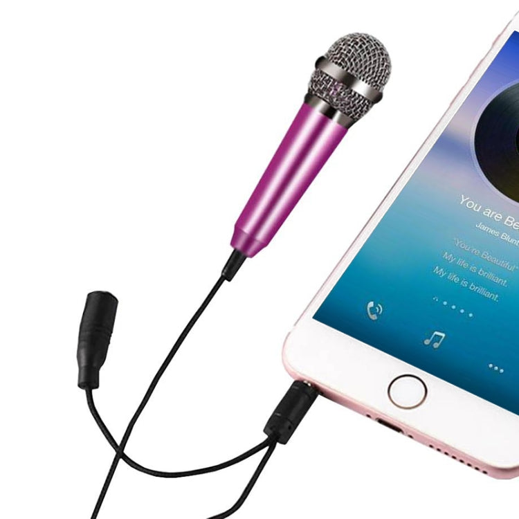 3.5mm Male + 3.5mm Female Ports Mini Household Mobile Phone Sing Song Metal Condenser Microphone, Compatible with IOS / Android System