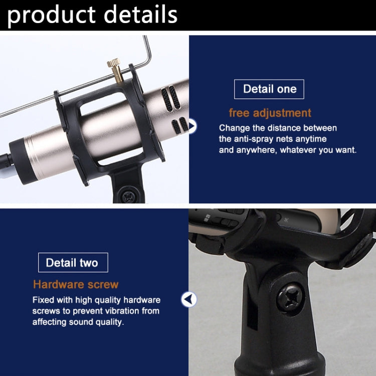 PS-5 Universal Live Broadcast Bracket Tripod Holder with Anti-spray Net & Microphone Clip & Shockproof Clip, For iPhone, Galaxy, Sony, Lenovo, HTC, Huawei, and other Smartphones