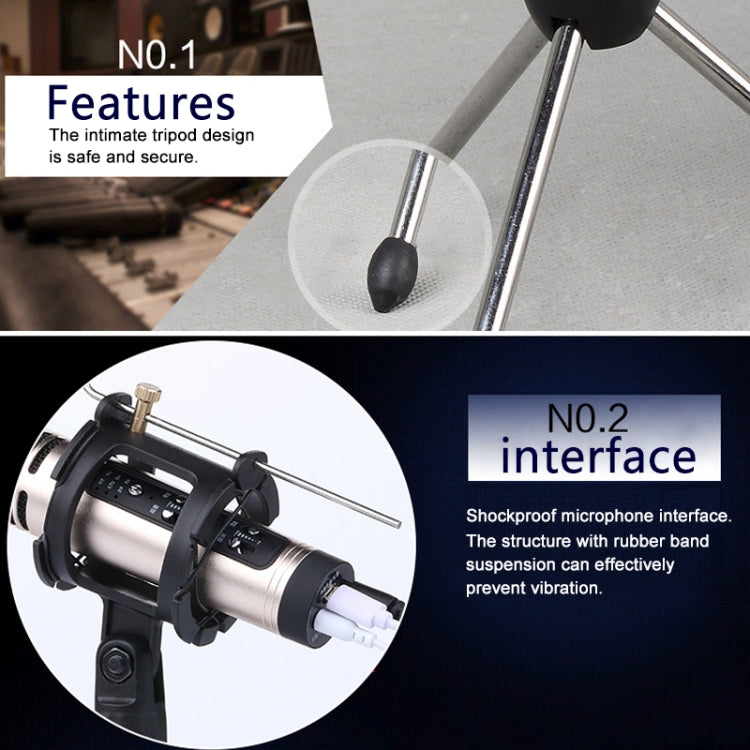PS-5 Universal Live Broadcast Bracket Tripod Holder with Anti-spray Net & Microphone Clip & Shockproof Clip, For iPhone, Galaxy, Sony, Lenovo, HTC, Huawei, and other Smartphones