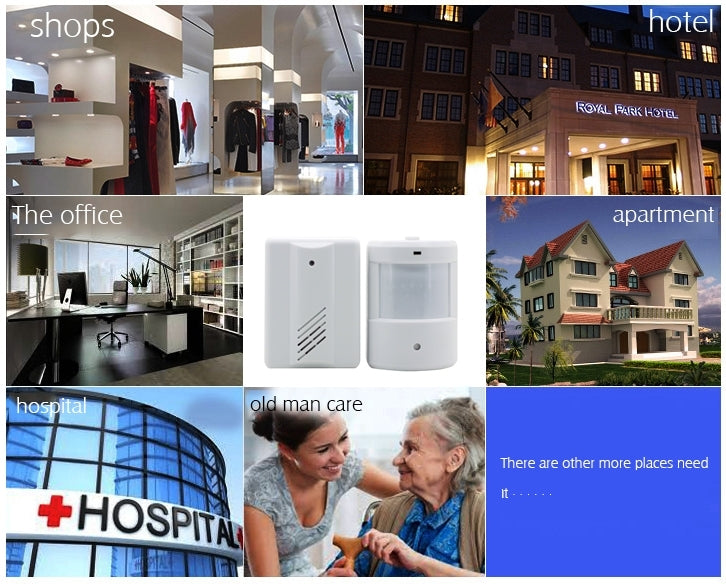 YF-0155 1 to 1 PIR Infrared Sensors Wireless Doorbell Alarm Detector for Home / Office
