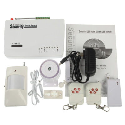 Wireless GSM Intelligent Anti-theft Electronic Alarm System, Frequency: 315MHz, Network: GSM 900 / 1800 / 1900MHz, 4 Wired and 6 Wireless Defense Zones