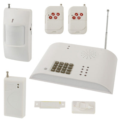 Intelligent Telephone Networking Alarm System, 8 Wireless and 4 Lined Area, 5 Groups Telephone and 20 Seconds Voice Warning(White)