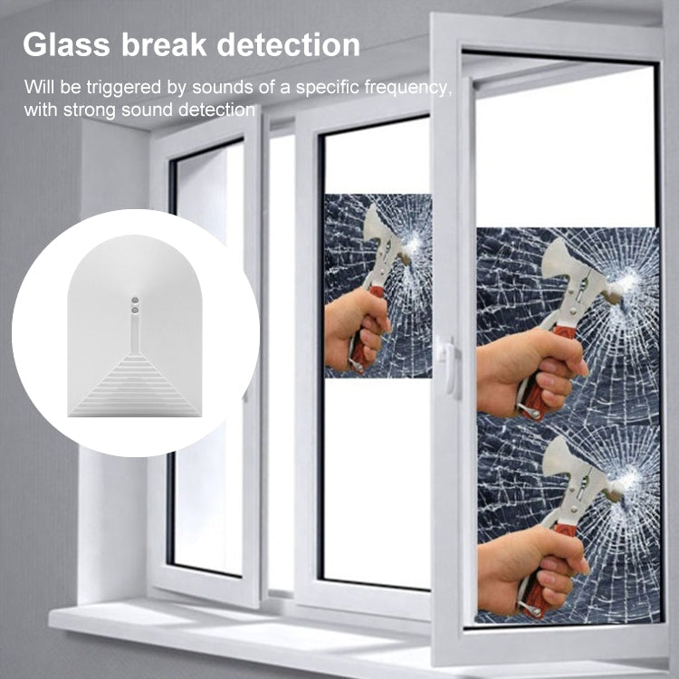 Wireless Home Security Alarm System Glass Break Sensor/Detector, Frequency: 433MHZ (Using in S-MDC-0210A /0211 /0213 /0214 /0224 /0225 /0253 /0401 /0402)(White)