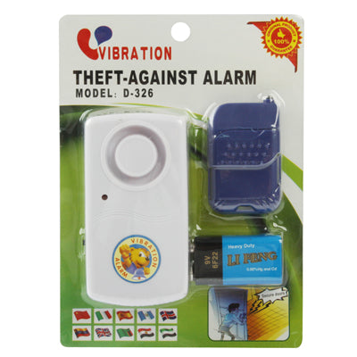 D-326 Theft Against Vibration Alarm with Remote Control, Alarm Sound: 120db(White)