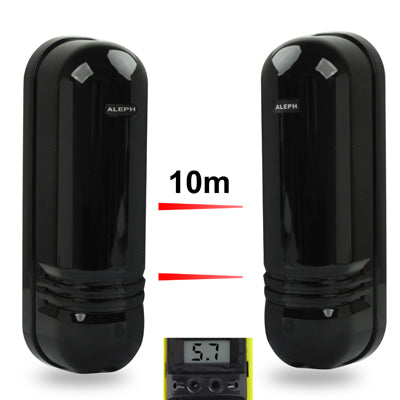 2 Beams Digital Infrared Correlation Guardrail Beam Detector with LCD Display Voltage, Outdoor Distance: 10m, Indoor Distance: 20m(Black)