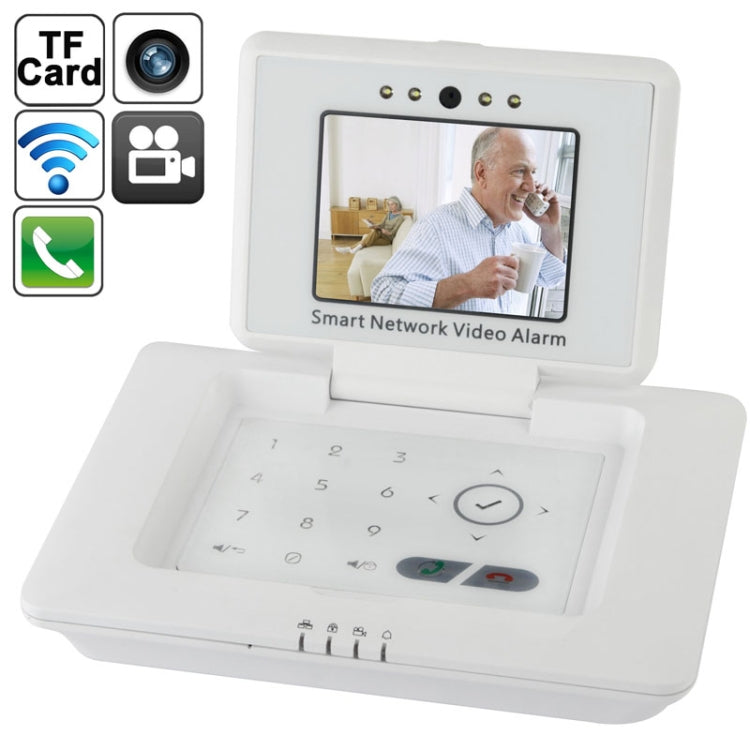 3C Smart Network Phone Call Video Wifi Alarm System, Support TF Card(White)