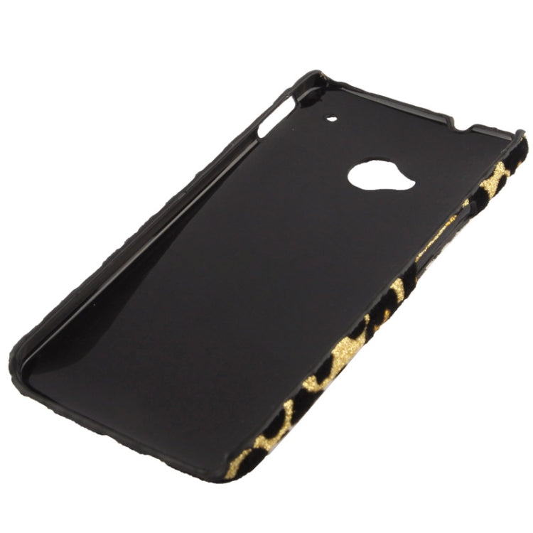 3D Pearl Bowknot Encrusted Leopard Pattern Shimmering Powder Plastic Case for HTC One / M7