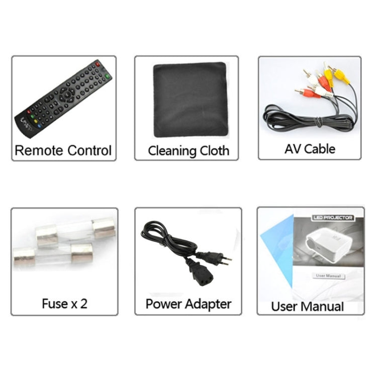Uhappy U1 HD 1080P 3000LM Home Theater 1280*800 Projector for Video Games TV Movie, Support 3D + HDMI + YPbPr + DTV(HD DVB-T) + AV + S-Video + VGA