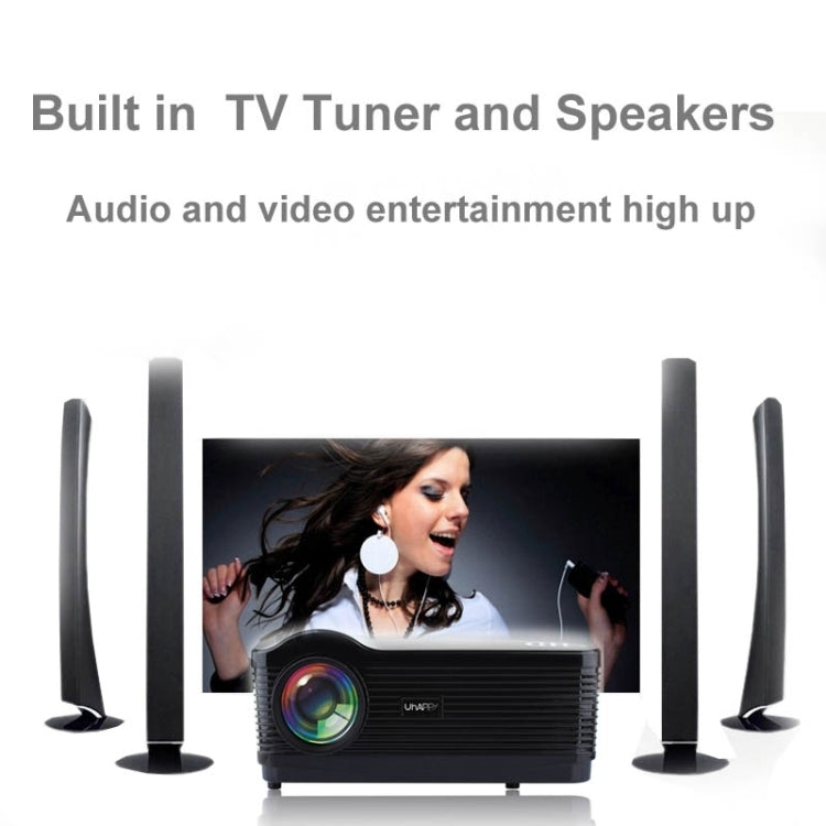 Uhappy U1 HD 1080P 3000LM Home Theater 1280*800 Projector for Video Games TV Movie, Support 3D + HDMI + YPbPr + DTV(HD DVB-T) + AV + S-Video + VGA