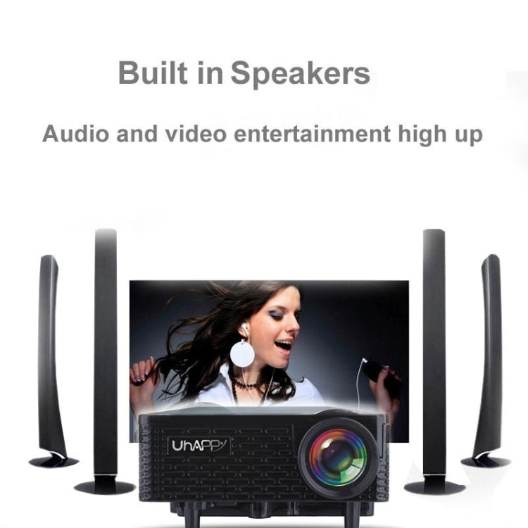 Uhappy U18 60LM Home Theater 320*240 Mini Projector with Remote Control, Support HDMI + USB + SD + AV + VGA