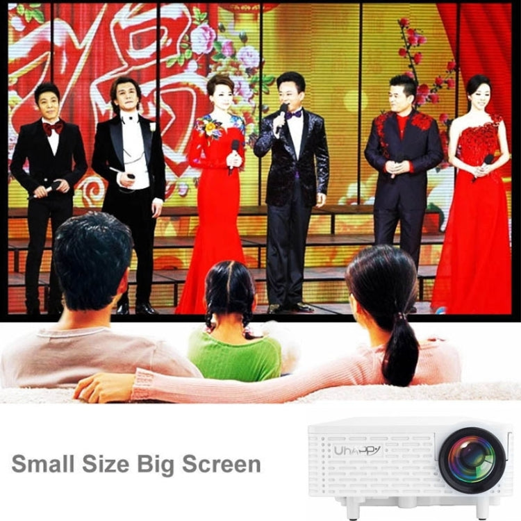 Uhappy U18 60LM Home Theater 320*240 Mini Projector with Remote Control, Support HDMI + USB + SD + AV + VGA