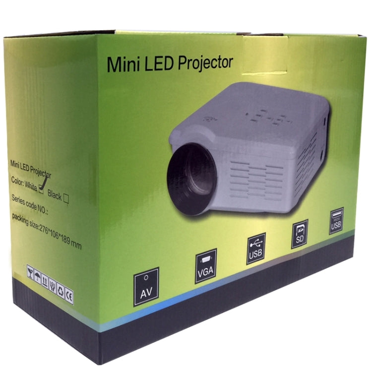 Uhappy U35 800LM Home Theater 640*480 Mini Projector with Remote Control, Support HDMI + SD + USB + TV + AV + VGA