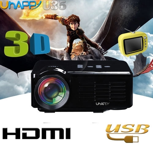 Uhappy U35 800LM Home Theater 640*480 Mini Projector with Remote Control, Support HDMI + SD + USB + TV + AV + VGA