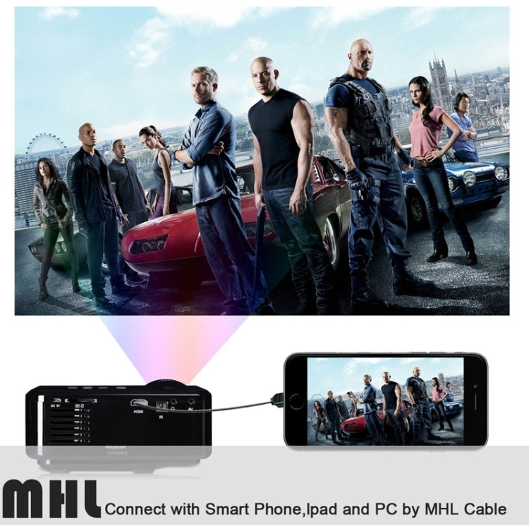 Uhappy U35 800LM Home Theater 640*480 Mini Projector with Remote Control, Support HDMI + SD + USB + TV + AV + VGA