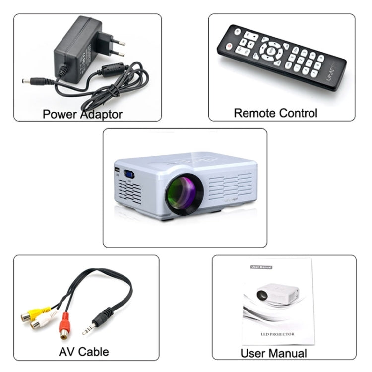 Uhappy U35 800LM Home Theater 640*480 Mini Projector with Remote Control, Support HDMI + SD + USB + TV + AV + VGA