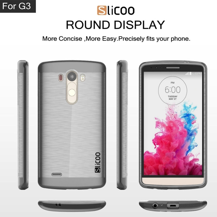 Slicoo Brushed Texture Electroplating Transparenct TPU + PC Combination Case for LG G3 / D855