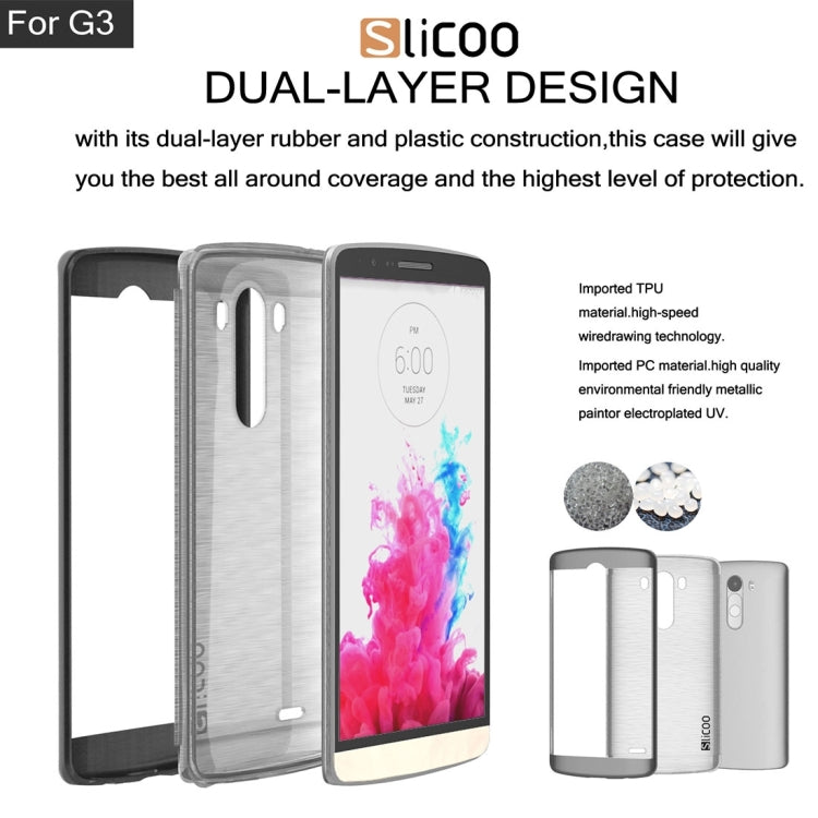 Slicoo Brushed Texture Electroplating Transparenct TPU + PC Combination Case for LG G3 / D855