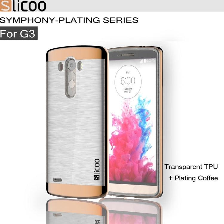 Slicoo Brushed Texture Electroplating Transparenct TPU + PC Combination Case for LG G3 / D855