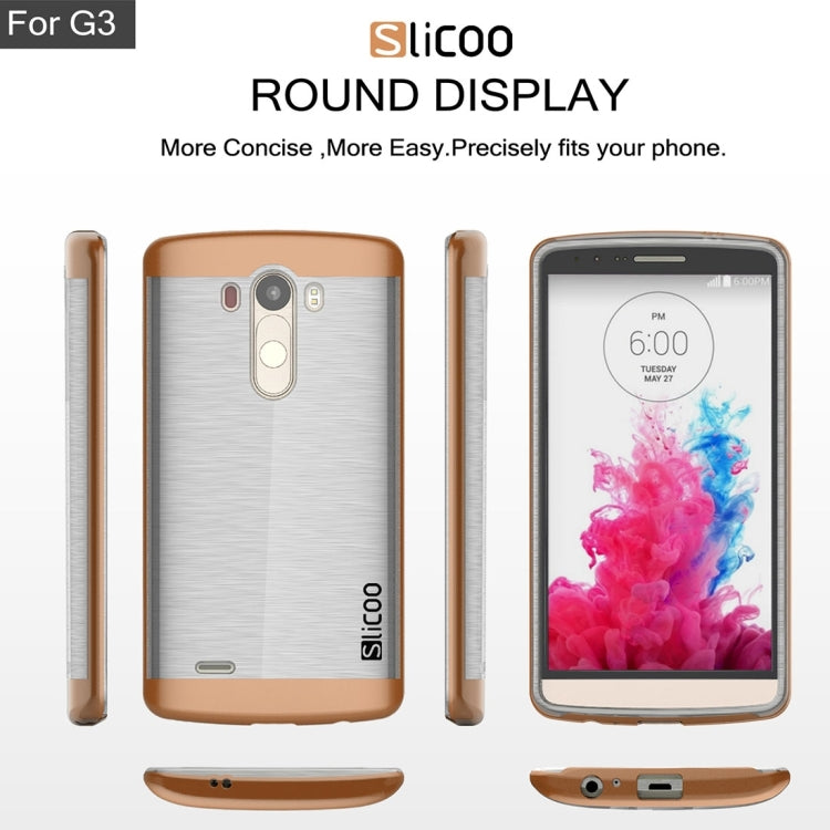 Slicoo Brushed Texture Electroplating Transparenct TPU + PC Combination Case for LG G3 / D855