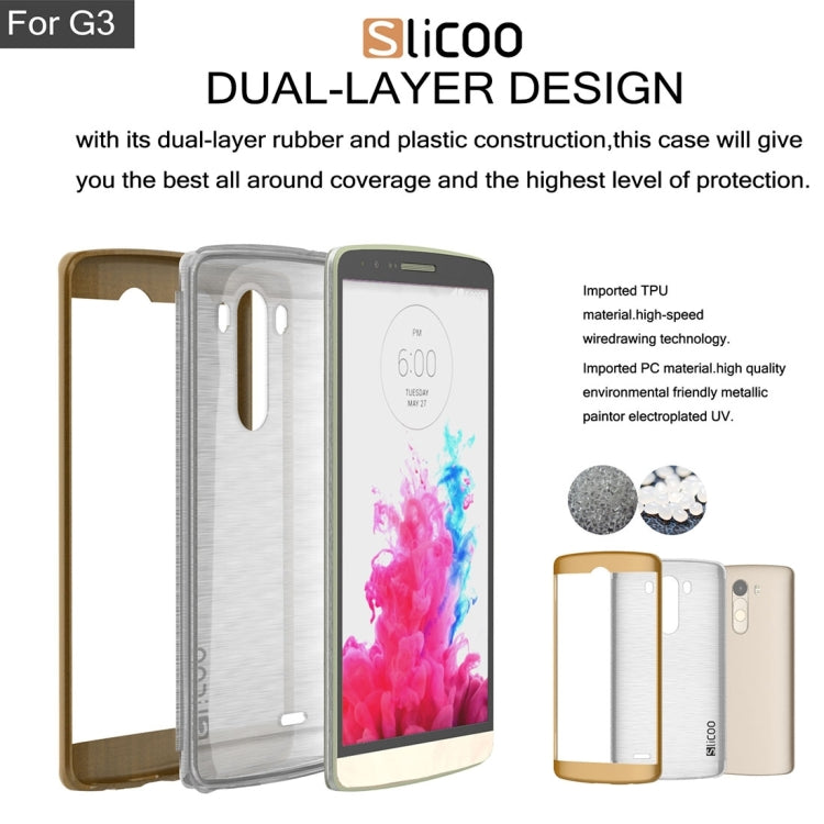 Slicoo Brushed Texture Electroplating Transparenct TPU + PC Combination Case for LG G3 / D855