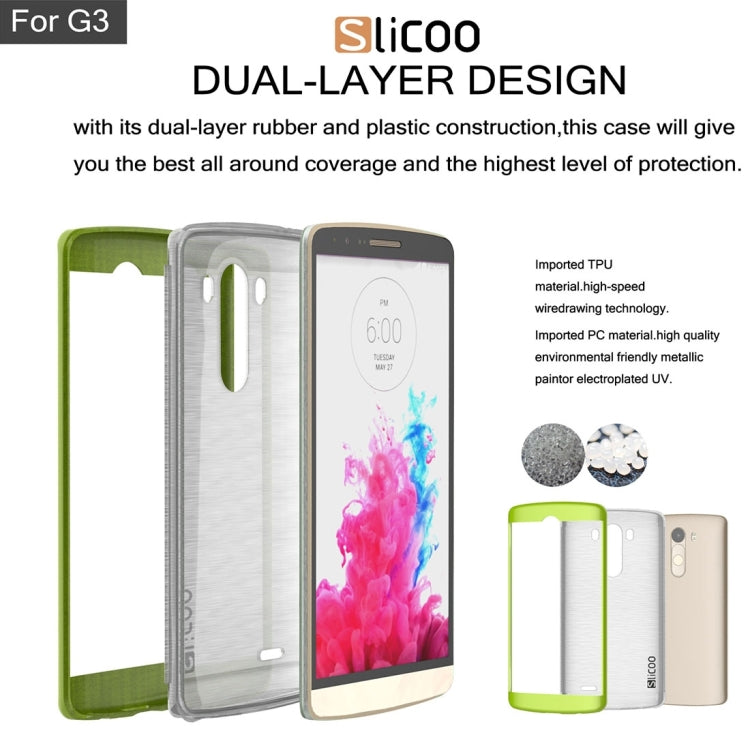 Slicoo Brushed Texture Electroplating Transparenct TPU + PC Combination Case for LG G3 / D855