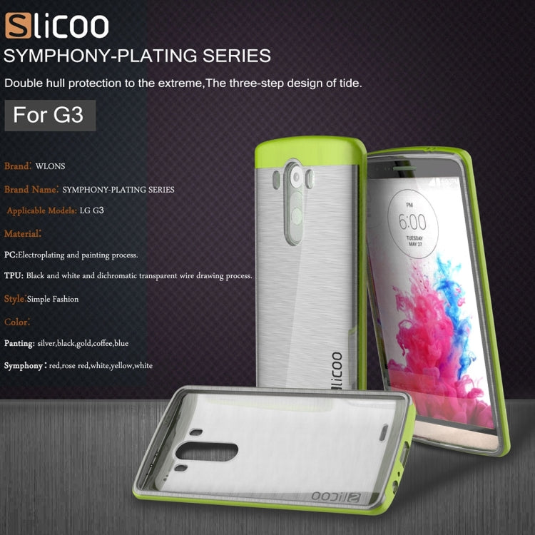 Slicoo Brushed Texture Electroplating Transparenct TPU + PC Combination Case for LG G3 / D855