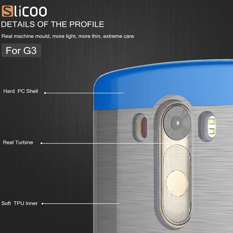 Slicoo Brushed Texture Electroplating Transparenct TPU + PC Combination Case for LG G3 / D855