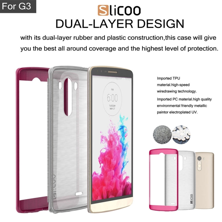 Slicoo Brushed Texture Electroplating Transparenct TPU + PC Combination Case for LG G3 / D855