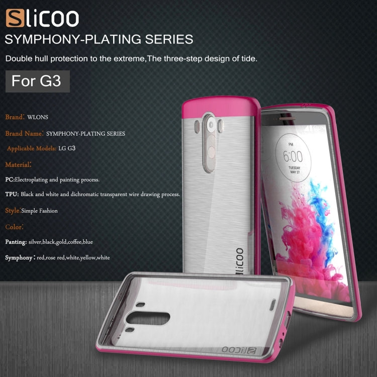 Slicoo Brushed Texture Electroplating Transparenct TPU + PC Combination Case for LG G3 / D855
