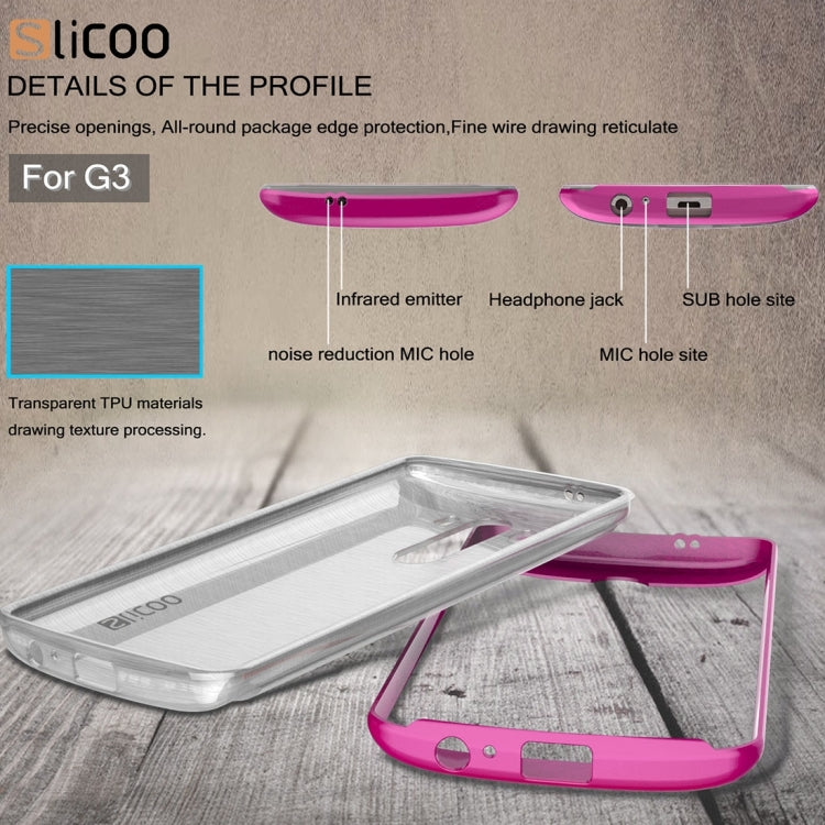 Slicoo Brushed Texture Electroplating Transparenct TPU + PC Combination Case for LG G3 / D855