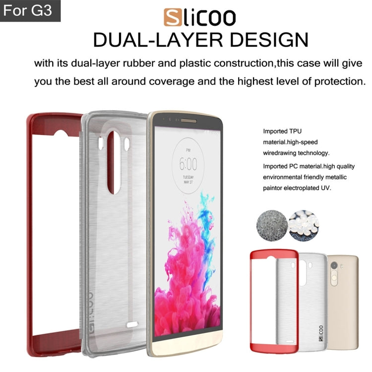 Slicoo Brushed Texture Electroplating Transparenct TPU + PC Combination Case for LG G3 / D855