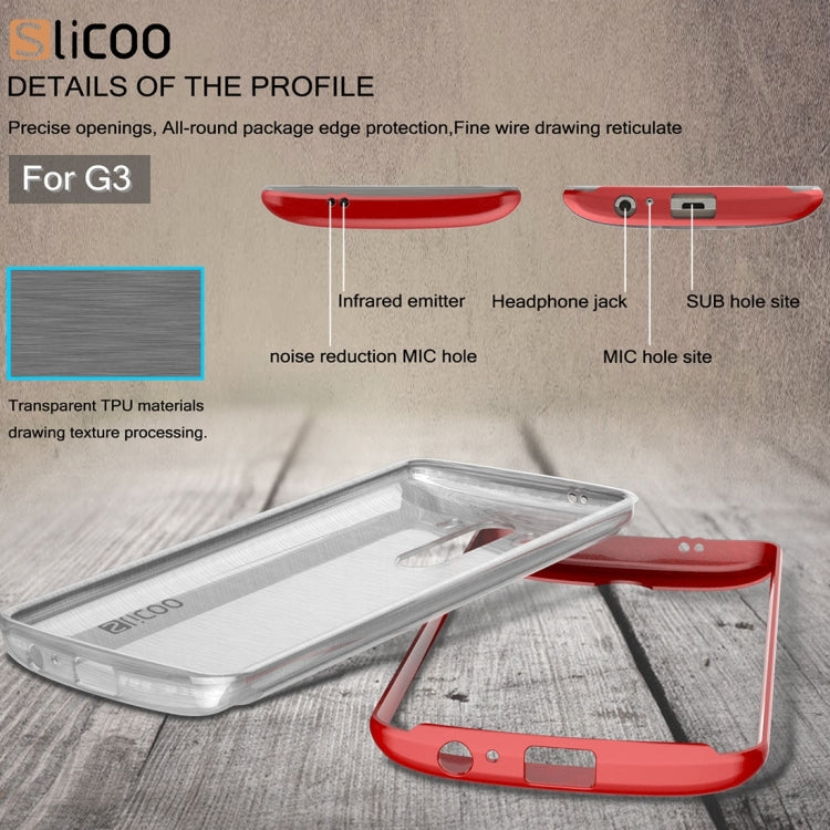 Slicoo Brushed Texture Electroplating Transparenct TPU + PC Combination Case for LG G3 / D855