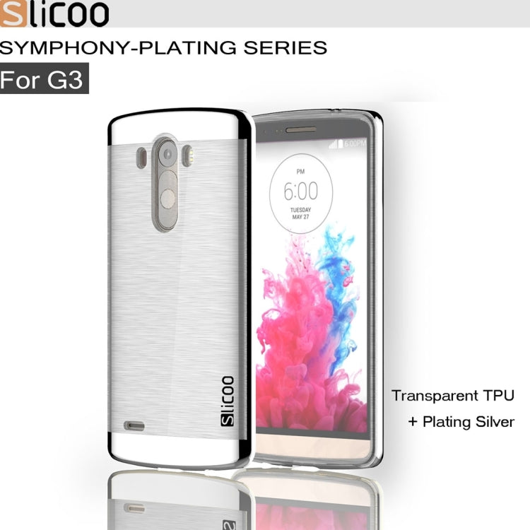 Slicoo Brushed Texture Electroplating Transparenct TPU + PC Combination Case for LG G3 / D855