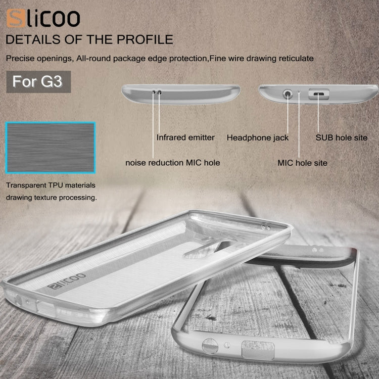Slicoo Brushed Texture Electroplating Transparenct TPU + PC Combination Case for LG G3 / D855