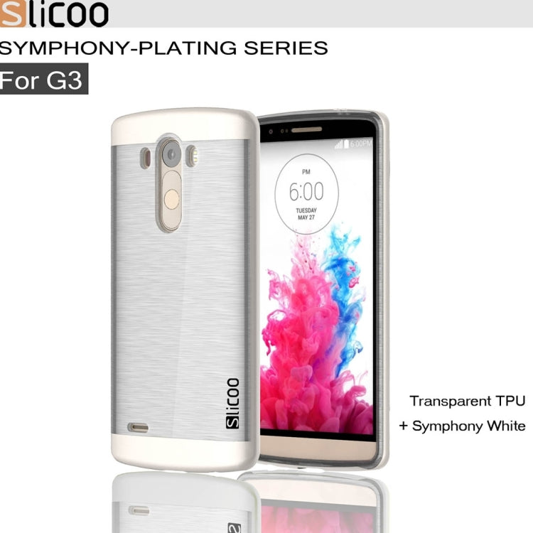 Slicoo Brushed Texture Electroplating Transparenct TPU + PC Combination Case for LG G3 / D855