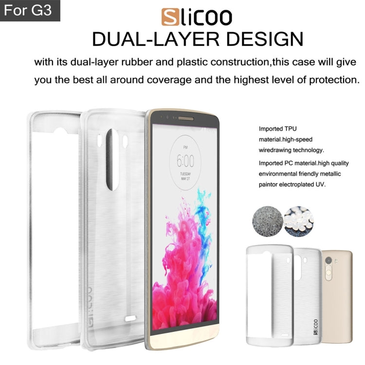 Slicoo Brushed Texture Electroplating Transparenct TPU + PC Combination Case for LG G3 / D855