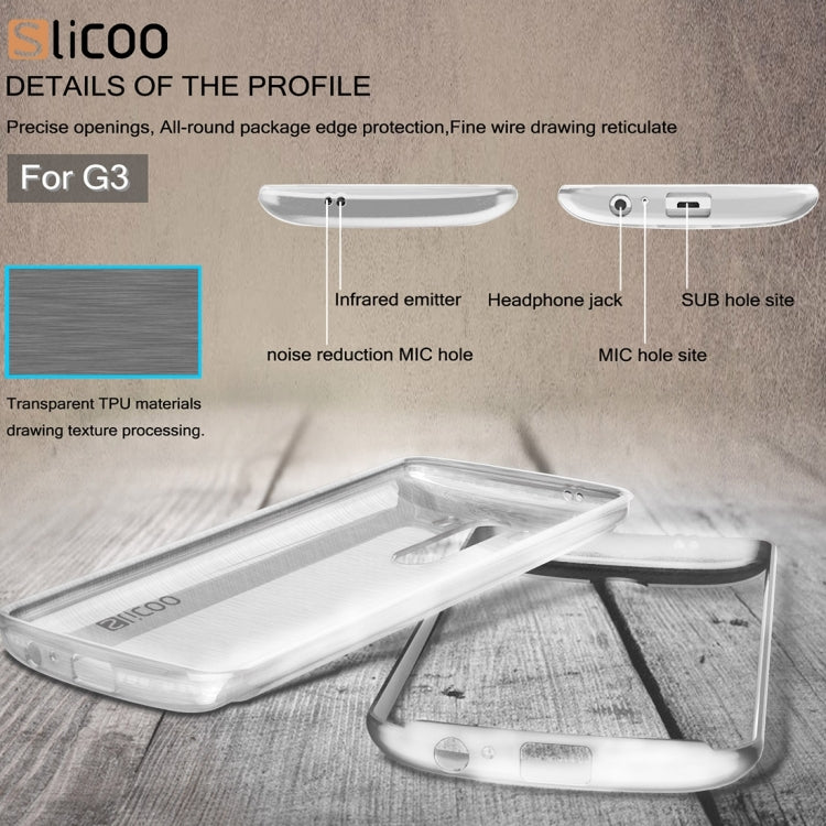 Slicoo Brushed Texture Electroplating Transparenct TPU + PC Combination Case for LG G3 / D855