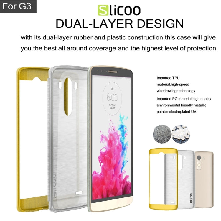 Slicoo Brushed Texture Electroplating Transparenct TPU + PC Combination Case for LG G3 / D855