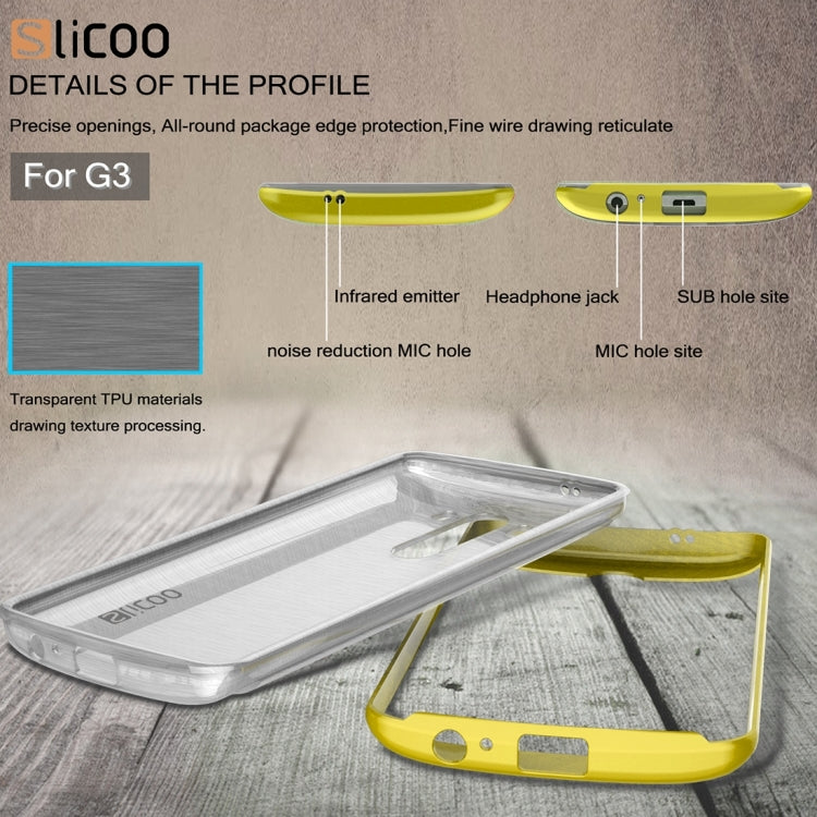 Slicoo Brushed Texture Electroplating Transparenct TPU + PC Combination Case for LG G3 / D855