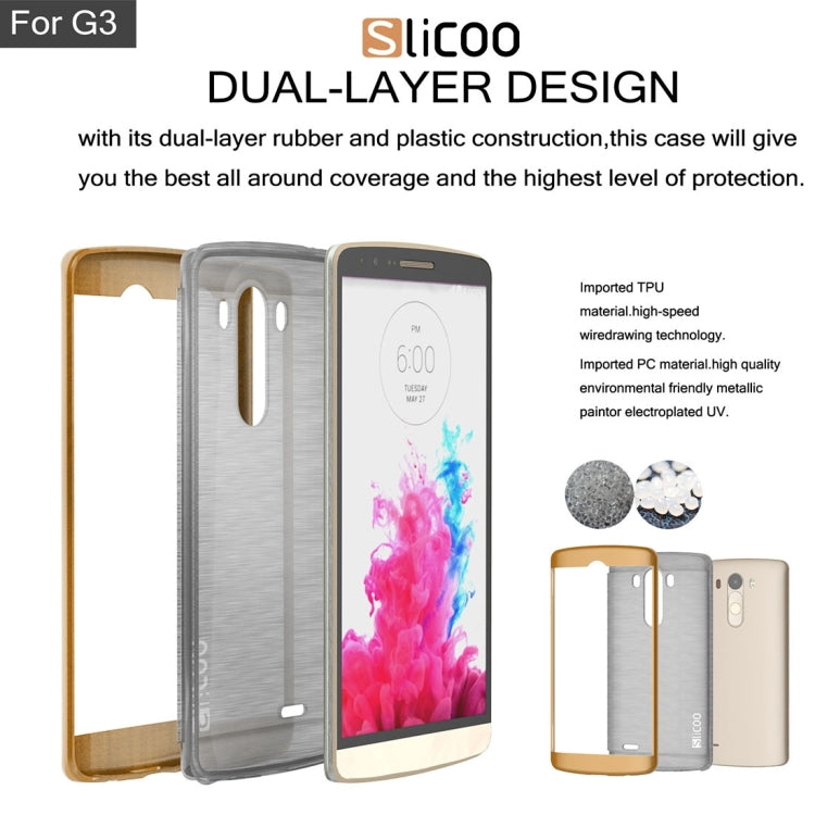 Slicoo Brushed Texture Electroplating TPU + PC Combination Case for LG G3 / D855