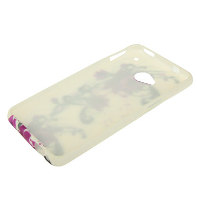 Purple Flower Pattern TPU Protection Case for HTC One / M7