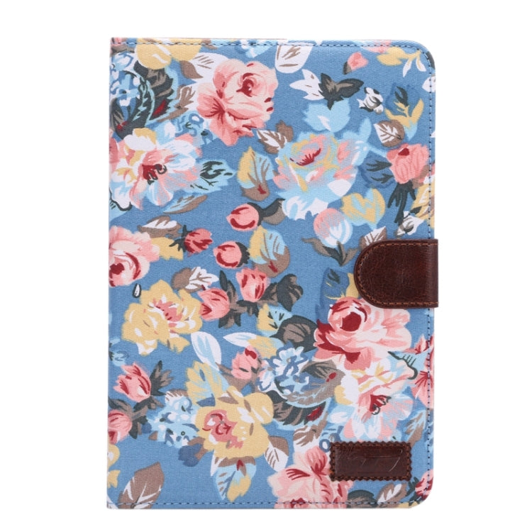 Peony Pattern Denim Texture Leather Case with Card Slots & Holder & Sleep Function for iPad mini 3 / mini 2 Retina(Blue)