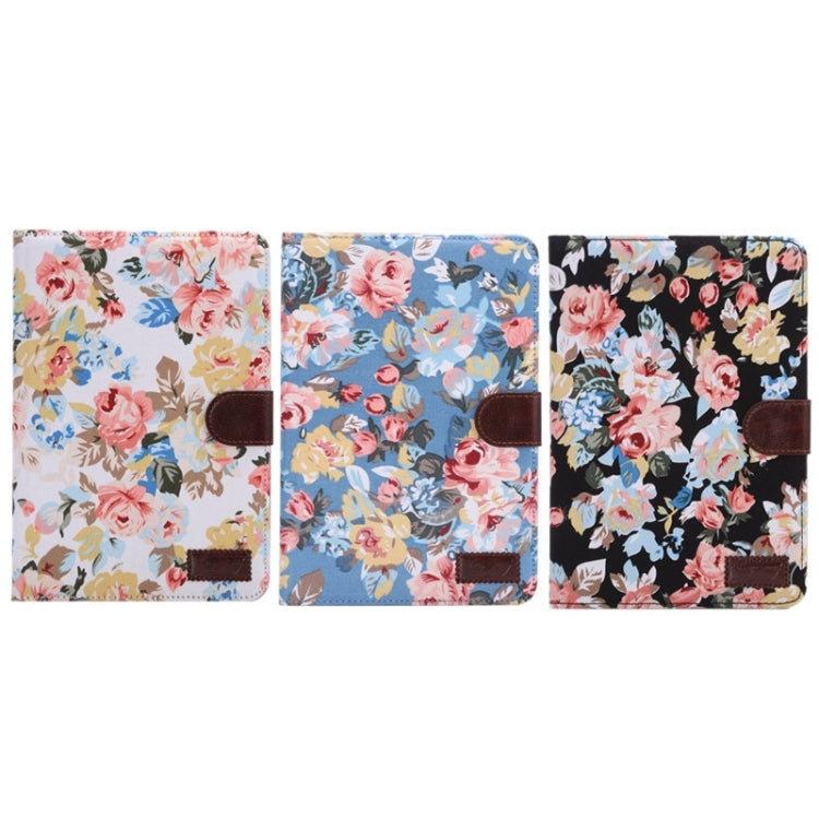 Peony Pattern Denim Texture Leather Case with Card Slots & Holder & Sleep Function for iPad mini 3 / mini 2 Retina(Blue)