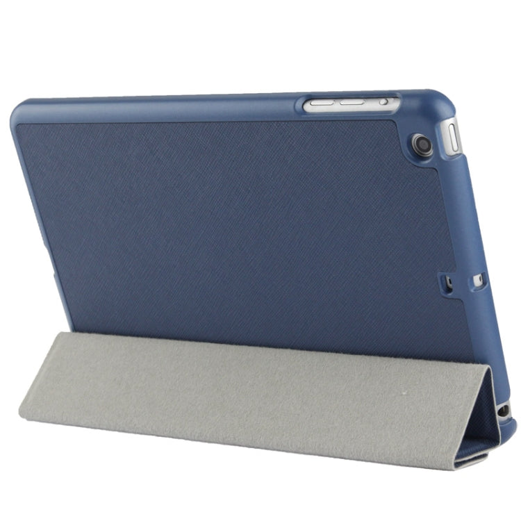 4-folding Cross Texture Leather Case with Sleep / Wake-up Function & Holder for iPad mini 1 / 2 / 3