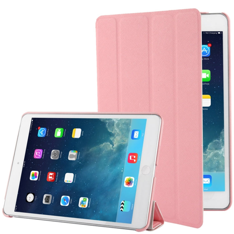 4-folding Cross Texture Leather Case with Sleep / Wake-up Function & Holder for iPad mini 1 / 2 / 3