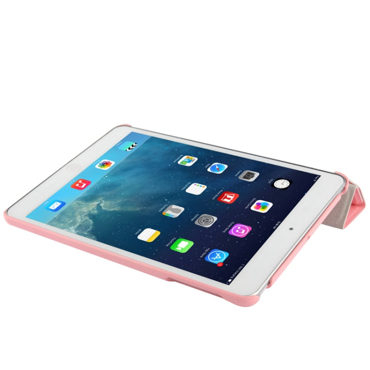 4-folding Cross Texture Leather Case with Sleep / Wake-up Function & Holder for iPad mini 1 / 2 / 3